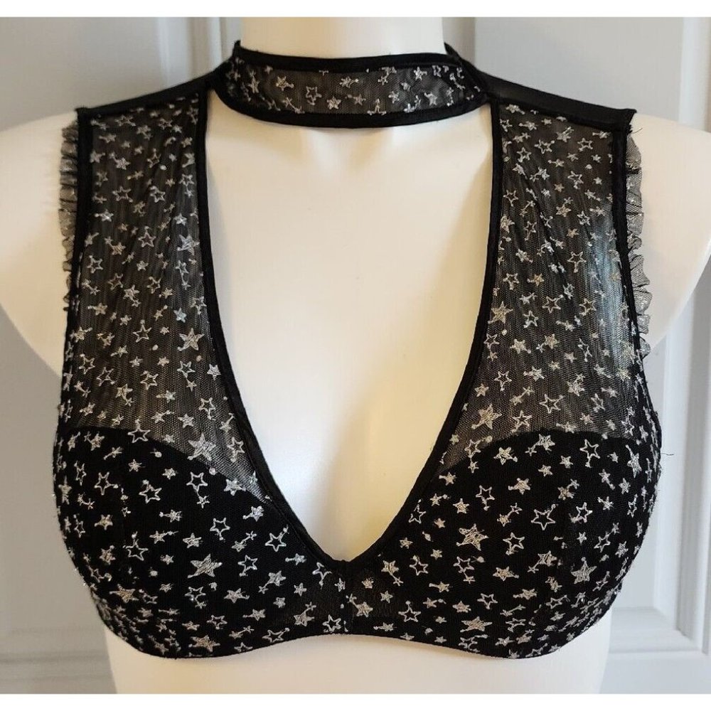 Victoria's Secret Black Star Mesh Plunge Bra